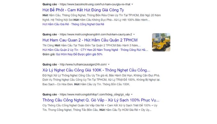 Quảng cáo thông cống lừa đảo